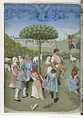 Danse paysanne, Heures de Charles d'Angoulême, livre d'heures datant de la fin du XVe&nbsp;siècle.