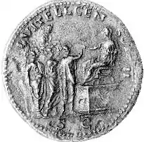 Monnaie présentant une scène de famille.