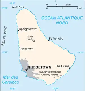 carte : Géographie de la Barbade