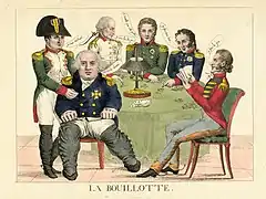 Caricature de Napoléon&nbsp;Ier impliquant un jeu de bouillotte (1815).