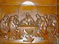 La Cène, sculpture sur bois en bas-relief.