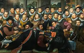 Cornelis Engelsz., détail de La Garde civique de Saint-Adrien, 1612. – Collection du Musée des beaux-arts de Strasbourg.