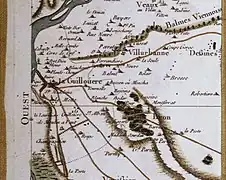 Extrait de la carte de Cassini (v. 1759-1762) du secteur de la Guillotière, sur laquelle la Rize n'est pas mentionnée.