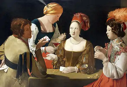 Le Tricheur à l'as de carreau,Georges de La Tourhuile sur toile, 1633-1639.