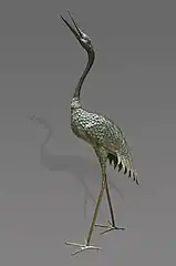 Grue. Fin Edo (1615 - 1868). Bronze, H. env. 150&nbsp;cm.