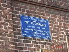 Plaque du pont de Germignies.