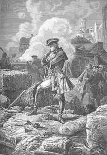 Lally-Tollendal, ultime défenseur de Pondichéry, pendant le siège de 1760-61, vu par un illustrateur du XIXe&nbsp;siècle.