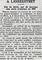 Article publié dans le journal La Dépêche de Brest et de l'Ouest indiquant l'absence de décès et une seule naissance dans la commune en 1931.