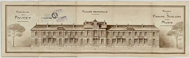 Plan du groupe scolaire et de la mairie, 1927.