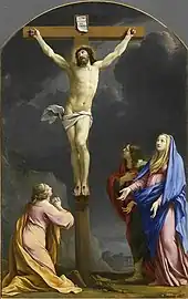 Le Christ en croix, attribué à Eustache Le Sueur ou plus récemment à l'atelier de Simon Vouet.