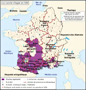 Participation vasconne au concile wisigothique d'Agde (506).