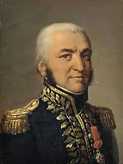 Portait en buste d'un général de Napoléon, de trois quarts.