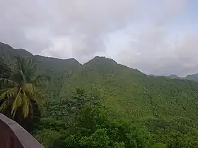 Le mont Tabac vu de la route de Soufrière