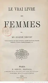 &nbsp;Couverture du livre le vrai des femmes (édition de 1863)