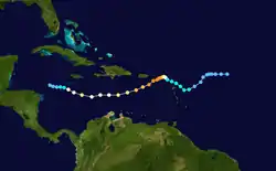 Parcours de l'ouragan Lenny