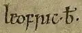 Le ƀ en vieil anglais comme abréviation de bisceop dans le Livre d’Exeter de 970.