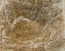« Un déluge », dessin à la plume et au crayon par Léonard de Vinci (Royal Collection).