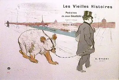 Henri de Toulouse-Lautrec, Les Vieilles Histoires. Le compositeur et bassoniste Désiré Dihau conduisant l'ours Goudezki à l'Institut par le pont des Arts