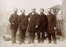 Photographie de Nadar montrant les cinq frères Reclus en 1889.