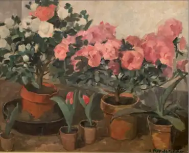 Les pots d'azalées, peinture sur toile non datée (collection particulière).