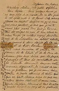 Numérisation d'une lettre manuscrite.