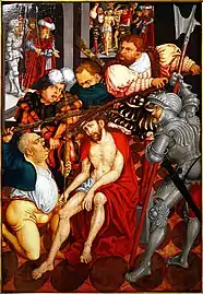 La Dérision du Christ (milieu du XVIe&nbsp;siècle), école de Lucas Cranach l'Ancien.