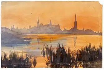 Lilly Walther&nbsp;(et) (1866‒1946), Vue de Tallin, 1913. Papier, aquarelle.