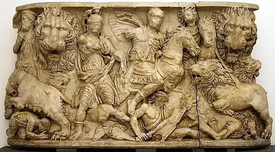 Sarcophage de la chasse au lion (escalier).