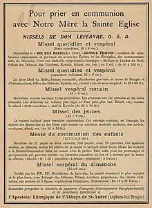 page publicitaire d'un livret édité par l'Abbaye de Saint André