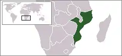 Carte de localisation du Mozambique sur le continent africain.