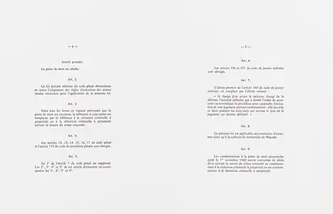 Loi du 9 octobre 1981 proclamant l'abolition de la peine de mort. Archives nationales 19940194/4.