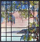 Louis Comfort Tiffany (1908) View of Oyster Bay [Vitrail] Maison de William C. Skinner, New York, États-Unis