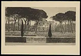 Louise Danse, Piazza Siena, Villa Borghèse, Rome, Bibliothèque Royale de Belgique.