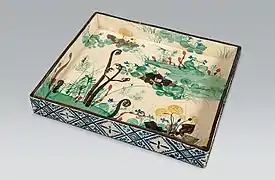 Ogata Kenzan. Plat, grès, émaux. (5.2 x 36.7 x 31.6&nbsp;cm). MET