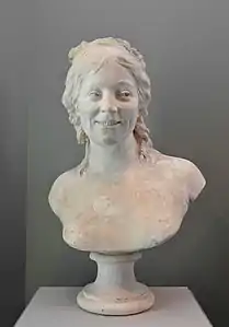 Jean-Antoine Houdon, Madame Houdon, 1786 (portrait au naturel). Plâtre original, H. 48&nbsp;cm. Paris, musée du Louvre.