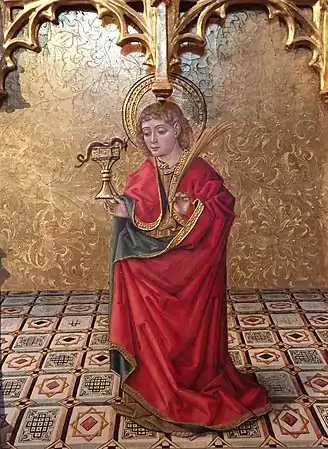 Prédelle de la Visitation par le maestro de Segorbe (XVe&nbsp;siècle). Musée de la cathédrale de Segorbe.