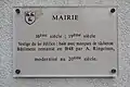 Plaque apposée sur l'hôtel de ville.