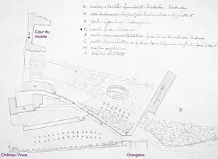 Sous la lettre «&nbsp;E&nbsp;», plan de la maison de M. de Salienne (seconde moitié du XVIIIe&nbsp;siècle).