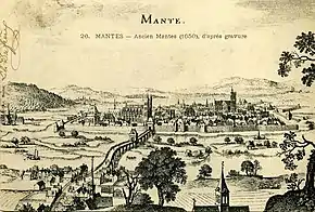 Pont à Mantes en 1650, en amont de Vernon.