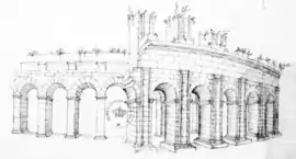 Illustration du XVIe&nbsp;siècle. (BNF. Département des manuscrits. Dupuy 667Recueil de dissertations et de notes relatives à la numismatique, à la glyptique et à l'épigraphie antiques. — Nombreux dessins, provenant du cabinet de Peiresc., xviie&nbsp;siècle, 224&nbsp;p. (lire en ligne). Notice sur archivesetmanuscrits.bnf.fr..)