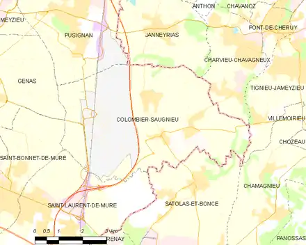 Carte des communes limitrophes