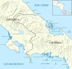 Frontière selon la décision Loubet&nbsp;(es) en 1900.