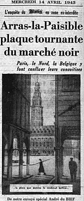 Titre d'article de journal et photo de la Grand-Place d'Arras
