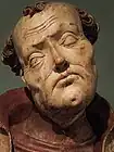 Bois sculpté de saint Léonard, bois polychrome, Maître de la lamentation de Zvíkovz (en).