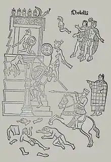 Massacre de Cholula dans le Lienzo de Tlaxcala.