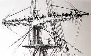 Matelots serrant un hunier (Morel Fatio, 1844).