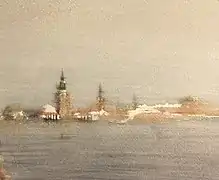 Venise dans la brume, aquarelle.