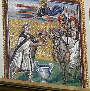 Melchisédech offre une corbeille de pain à Abrahammosaïque du Ve siècleBasilique Sainte-Marie-Majeure