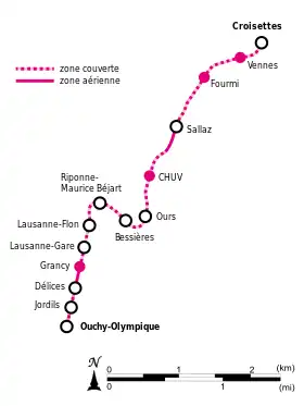 Voir la carte de la ligne.
