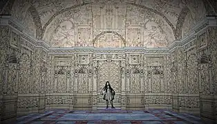 Schéma de l'intérieur de la Grotte de Meudon en y entrant.